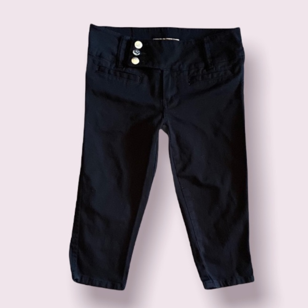 Drama Gold Black Denim Cropped Pants